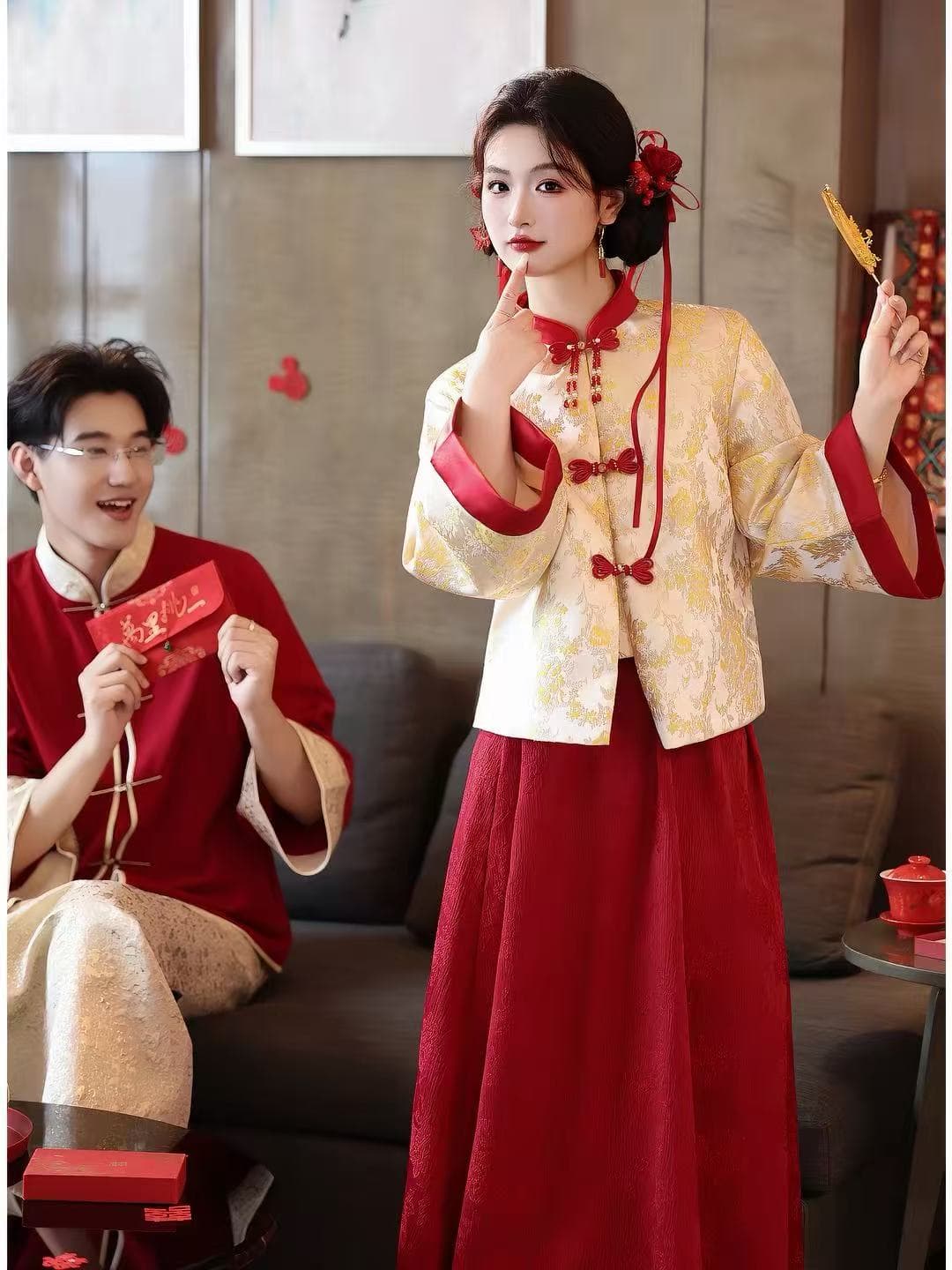 새로운 중식 토스트 서비스 2026 새로운 신부 임산부 웨딩 드레스 예복 치마 뒷문 서비스 보여주기 와우 결혼 서비스 빅 사이즈 지방 mm 상세 이미지 1