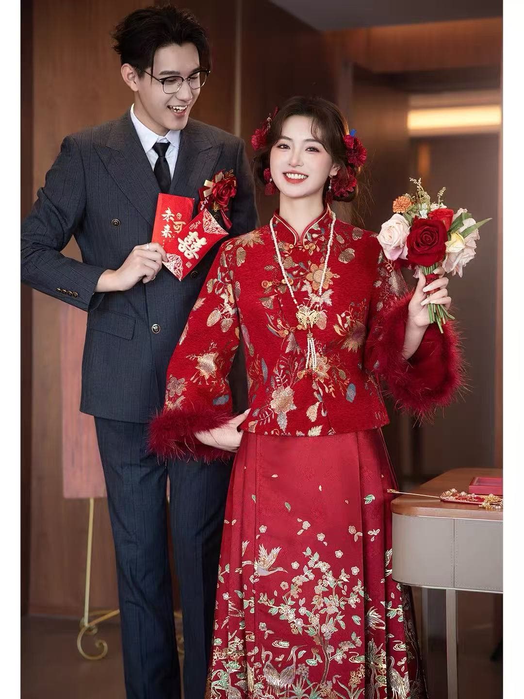 임산부 토스트 서비스 새로운 중식 보여주기 와우 서비스 결혼 서비스 2026 새로운 신부 결혼 참여 예복 뒷문 서비스 겨울 상세 이미지 3