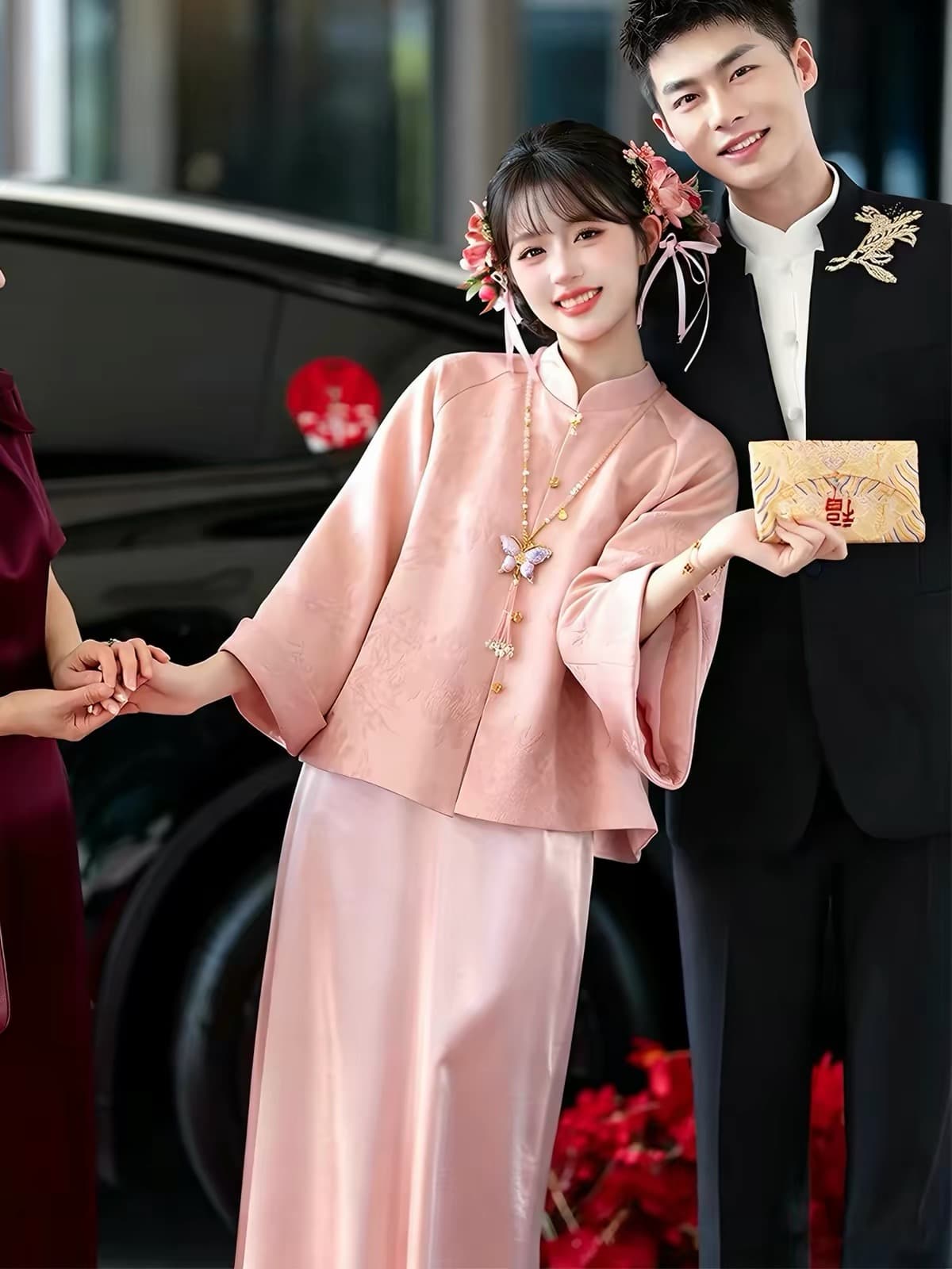 고급 핑크색 새로운 중식 참여 서비스 2026 년 새로운 신부 결혼 예복 토스트 서비스 세트 상세 이미지 6