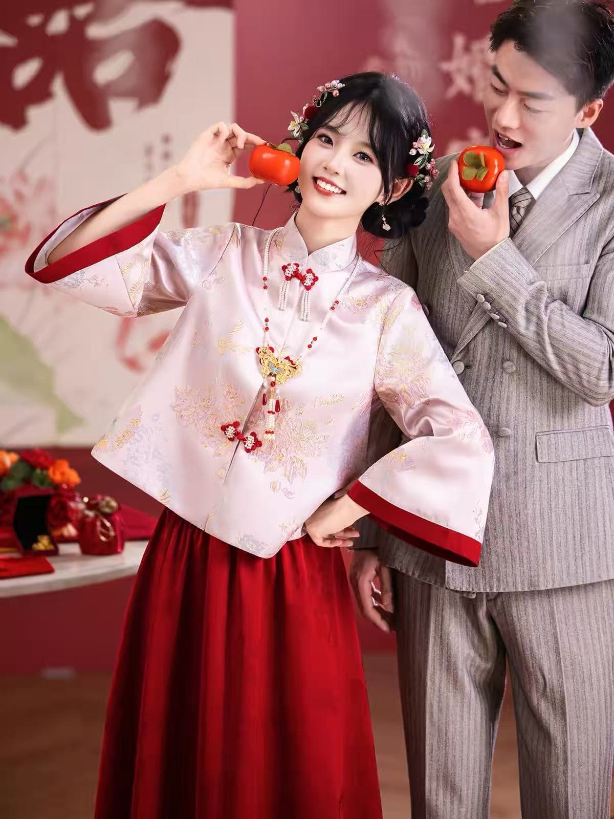 토스트 서비스 신부 2026 새로운 새로운 중식 참여 치파오 예복 빨간색 결혼 결혼 연회 긴팔 고급 대기 상세 이미지 1