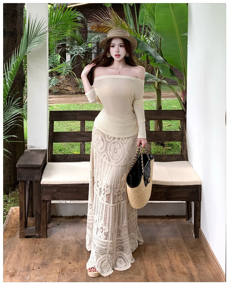 프랑스식 낭만주의 바람 보헤미안 휴가 바람 자외선 차단 맨위 무거운 작업 자수 반신 롱 스커트 패션 두 조각 여성 세트 상세 이미지 22