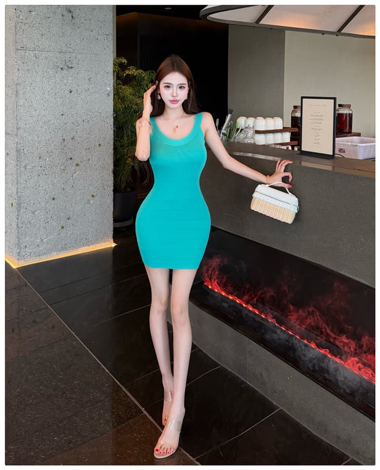 프랑스식 u 칼라 와이드 칼라 명문 여성 바람 슬립 니트 여성 드레스 핫걸 허리 수축 몸매 가꾸기 타이트 스커트 미니 스커트 순수한 욕망 바람 상세 이미지 16