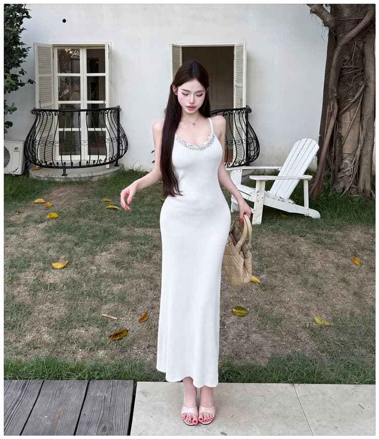 프랑스식 u 칼라 니트 슬립 여성 드레스 작은 샤넬 스타일 고급 센스 품격 슬림해 보이는 몸매 가꾸기 인사이드 가져 가라. 타이트 스커트 롱 스커트 상세 이미지 25