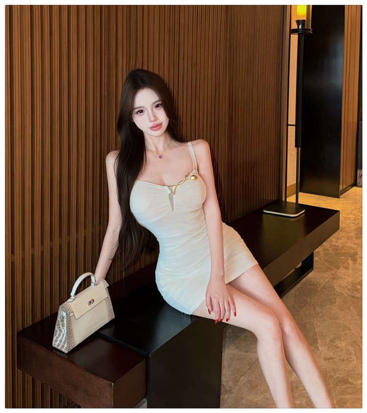 실사 프랑스식 튜브탑 슬립 여성 드레스 여름 새로운 허리 수축 타이트 스커트 섹시함 백리스 미니 스커트 핫걸 품격 상세 이미지 16