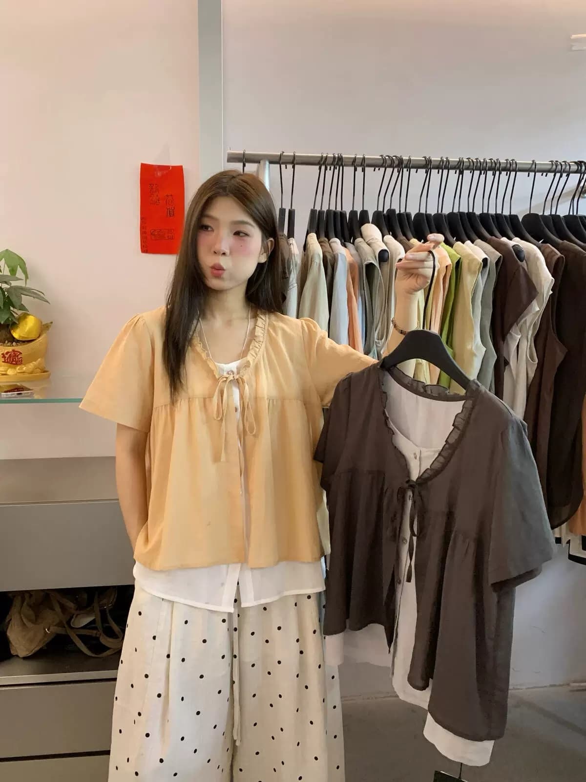 ulour u 과립 켜기 새로운 직접 대 폭발 레이스 작은 디자인 센스 패치워크 반팔 페이크 레이어드 작은 셔츠 95888 상세 이미지 11