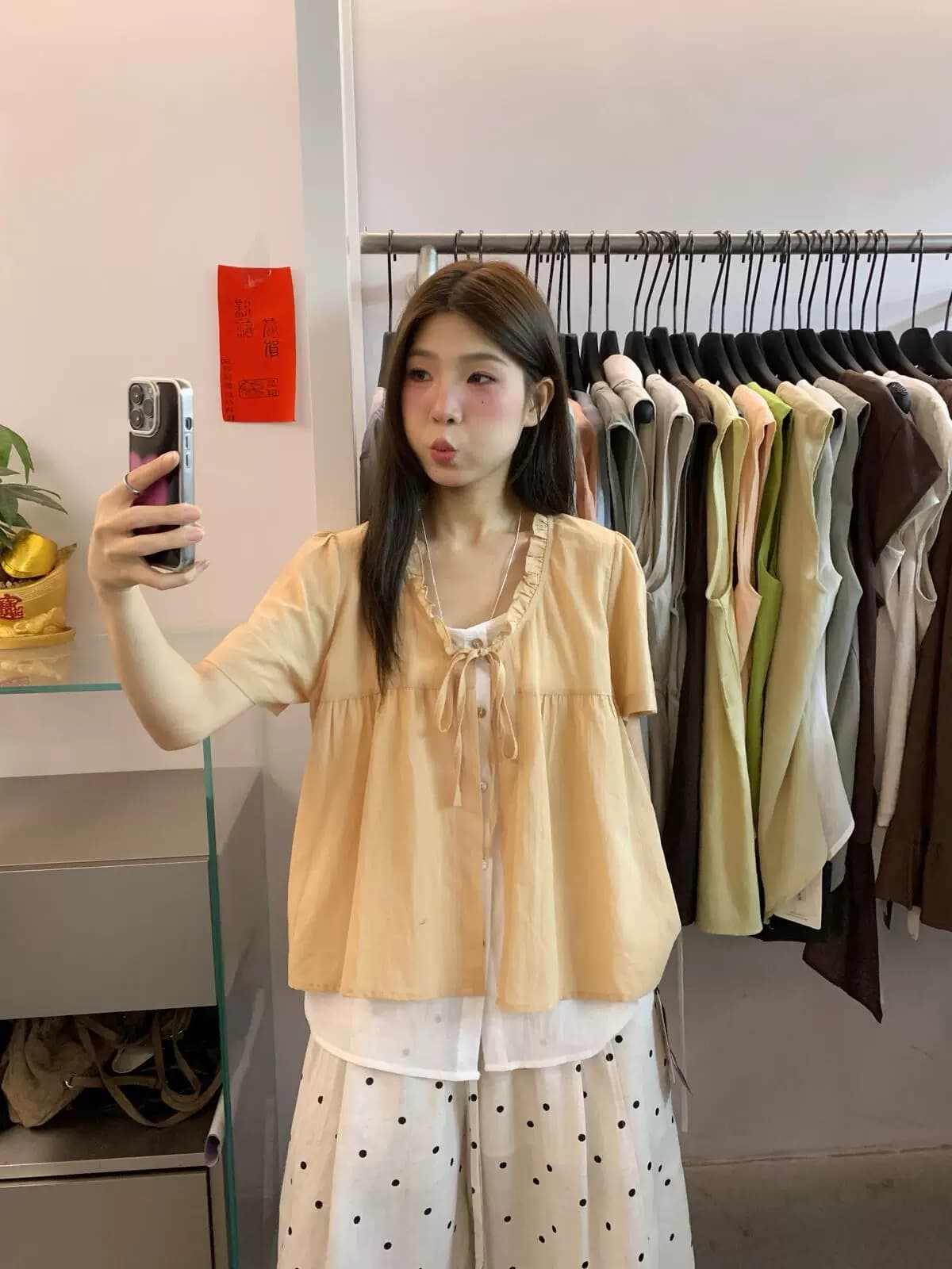 ulour u 과립 켜기 새로운 직접 대 폭발 레이스 작은 디자인 센스 패치워크 반팔 페이크 레이어드 작은 셔츠 95888 상세 이미지 13