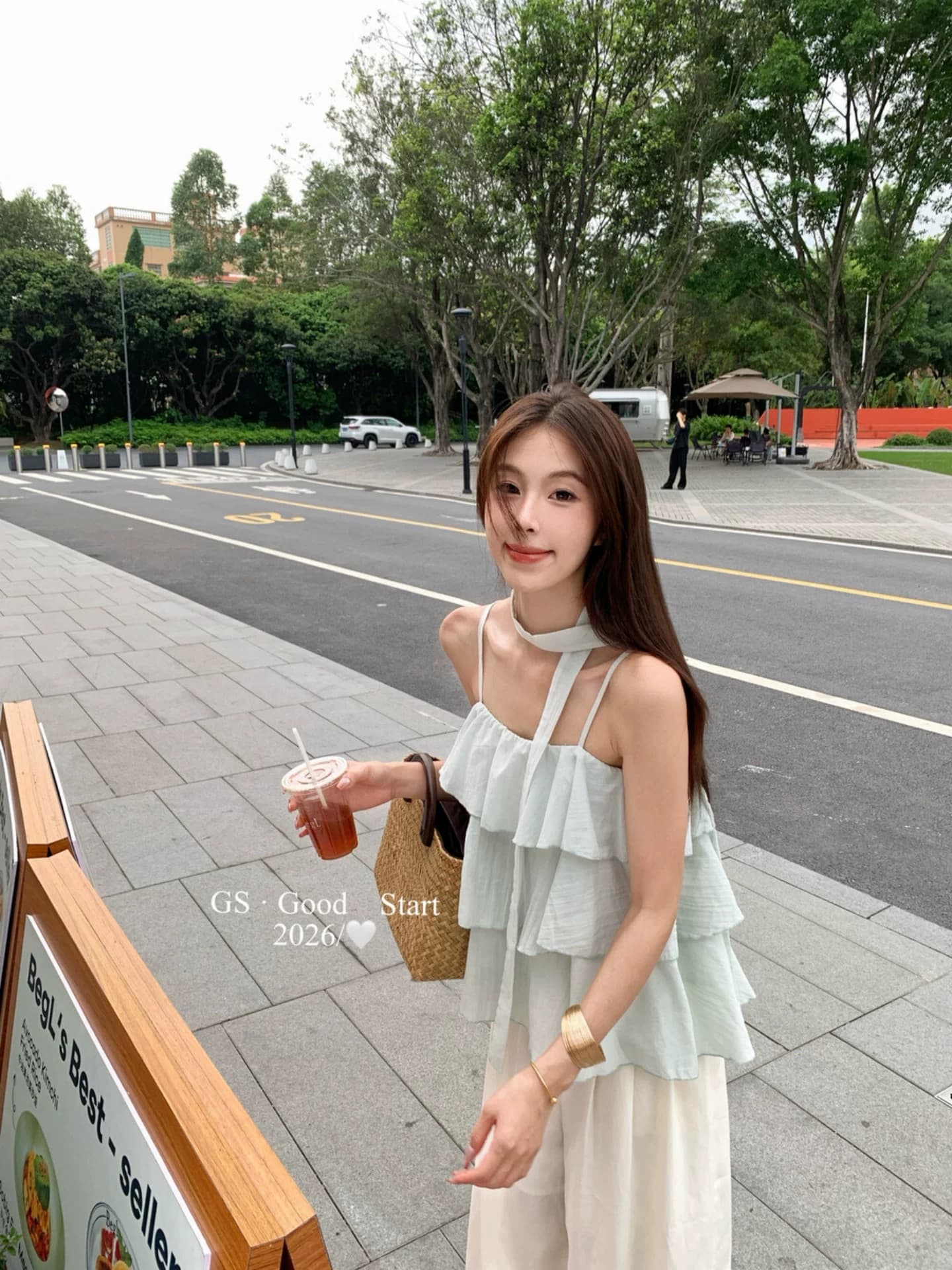gs.good 한 부서 달콤함 순수한 욕망 다중 레이어 프릴 인형 캐미솔 여름 경기 탈착식 리본 상세 이미지 14