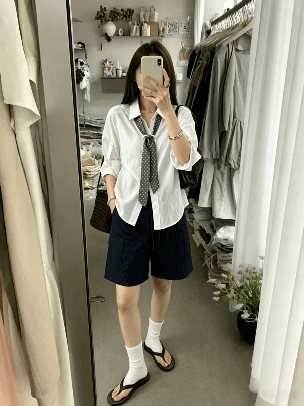 kumikumi 아메리칸 캐주얼 폴로 칼라 루즈핏 중간 소매 셔츠 여성 의류 2026 여름 Chic 다용도 외출용 맨위 상세 이미지 4