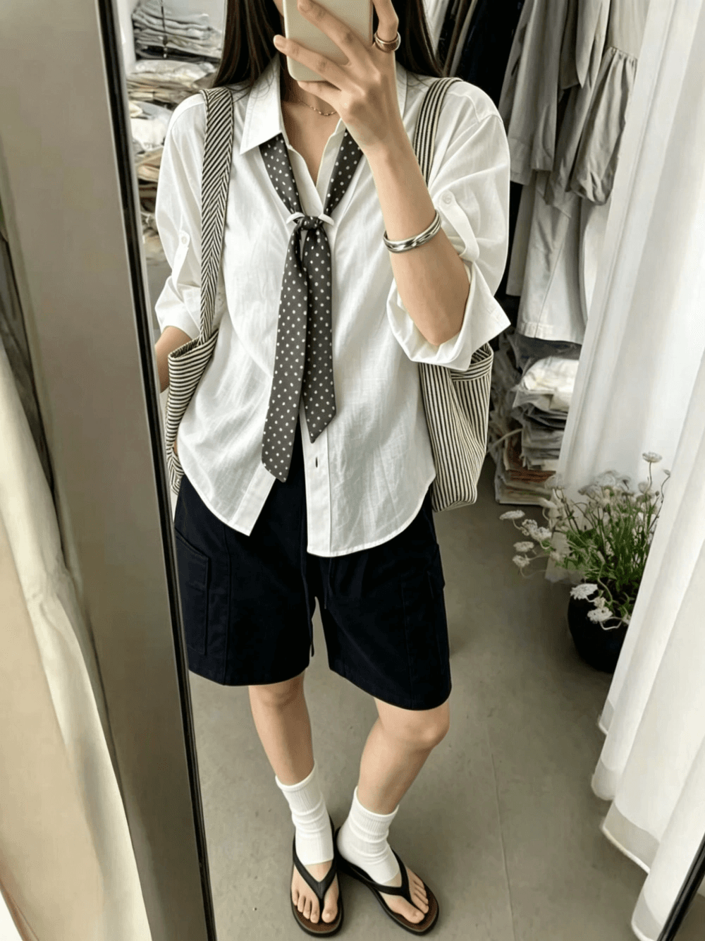 kumikumi 아메리칸 캐주얼 폴로 칼라 루즈핏 중간 소매 셔츠 여성 의류 2026 여름 Chic 다용도 외출용 맨위 상세 이미지 15