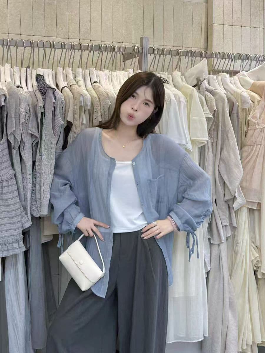 자외선 차단 펌프 Pleat 오픈 가디건 민소매 인사이드 가져 가라. 슬립 두 조각 여성 세트 2026 여름 새로운 다용도 맨위 여성 상세 이미지 12