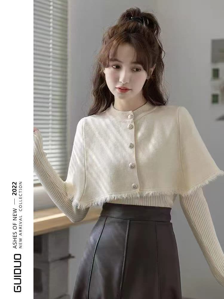 디자인 센스 튀김 거리 스웨터 스택 착용 투피스 세트 작은 대중 가을 겨울 2026 새로운 여성 기본 셔츠 세련된 패션 외국 가스 상세 이미지 4