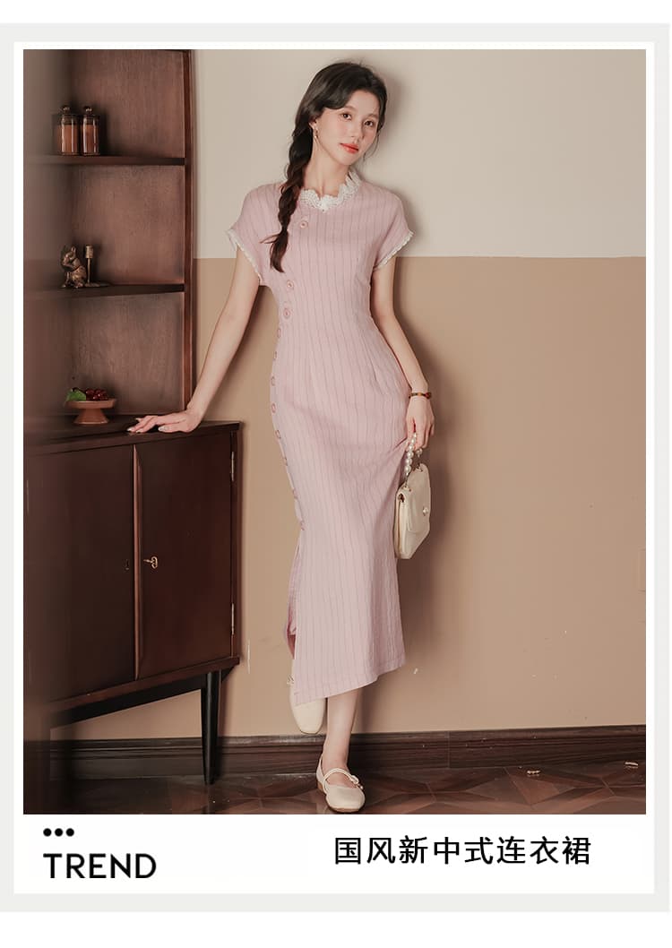 센 부서 착용 가져 가라. 전체 집합 작은 키 도파민 살구 색상 오픈 가디건 핑크색 꽃잎 칼라 점프 슈트 치마 세트 여성 상세 이미지 5