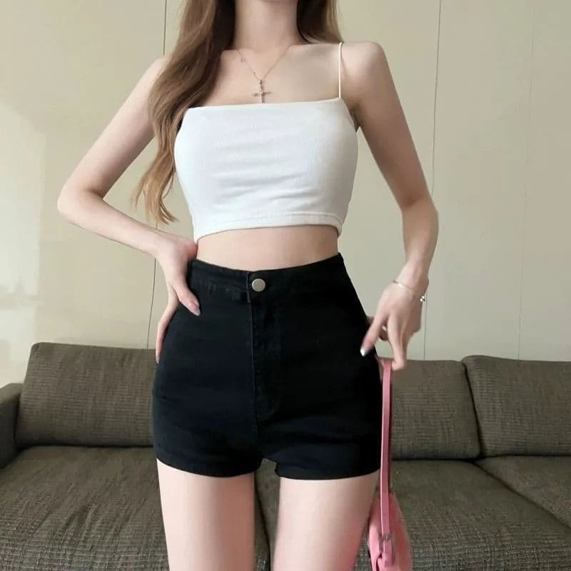핫걸 데님 반바지 여성 ins 여름 2026 새로운 하이웨이스트 슬림해 보이는 블랙 바지 타이트 마이크로 폭탄 타이트 스커트 핫 바지