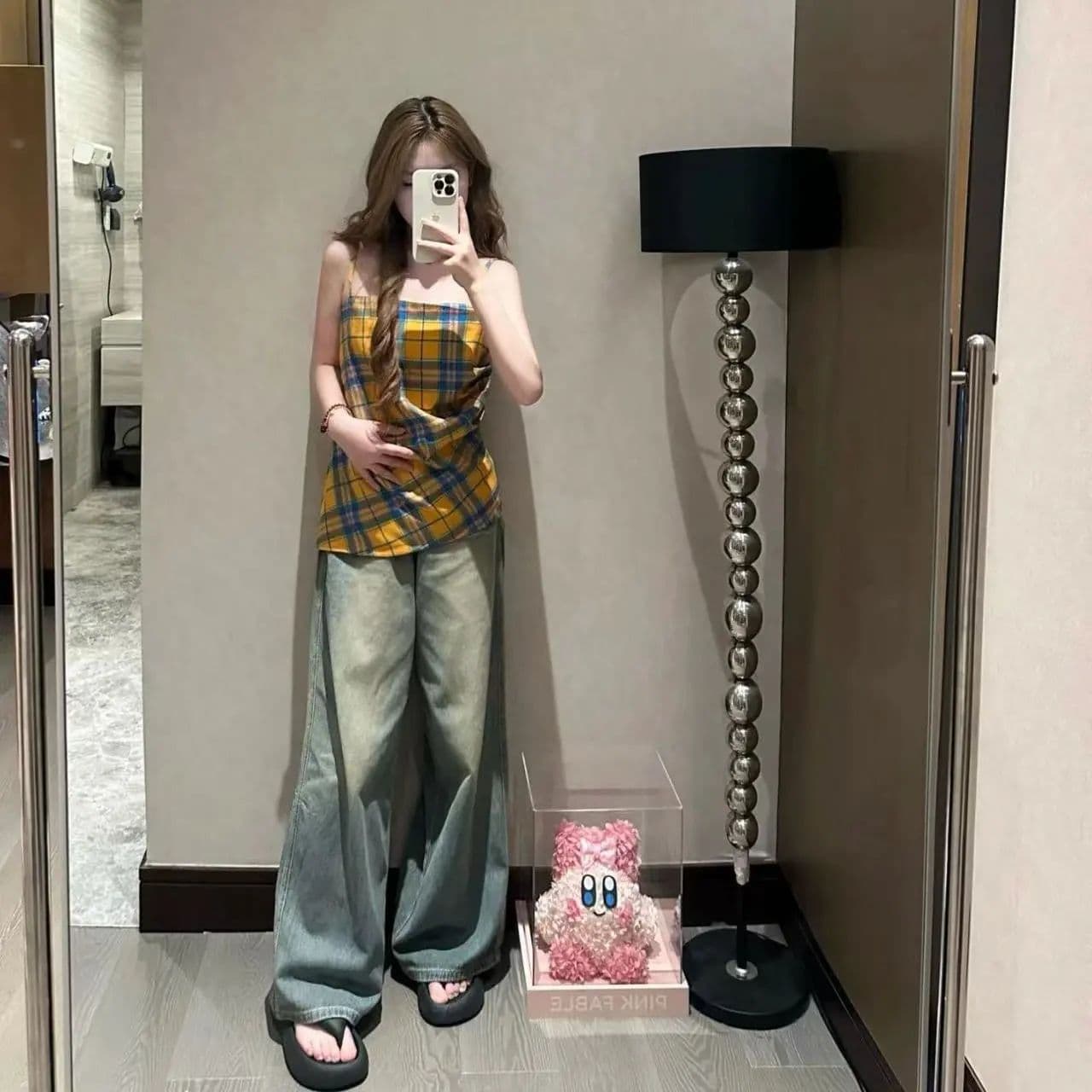 여름 아메리칸 레트로 노스탤지어 넓은 다리 워싱 청바지 여성 스트레이트 하이웨이스트 슬림해 보이는 루즈핏 바지 바닥 청소 바지 상세 이미지 5