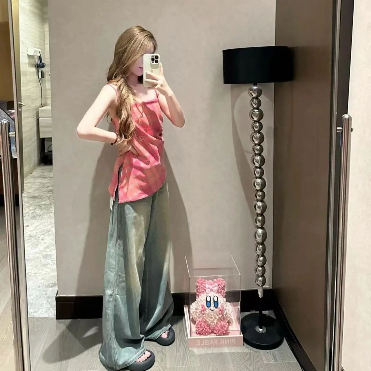 여름 아메리칸 레트로 노스탤지어 넓은 다리 워싱 청바지 여성 스트레이트 하이웨이스트 슬림해 보이는 루즈핏 바지 바닥 청소 바지 상세 이미지 6