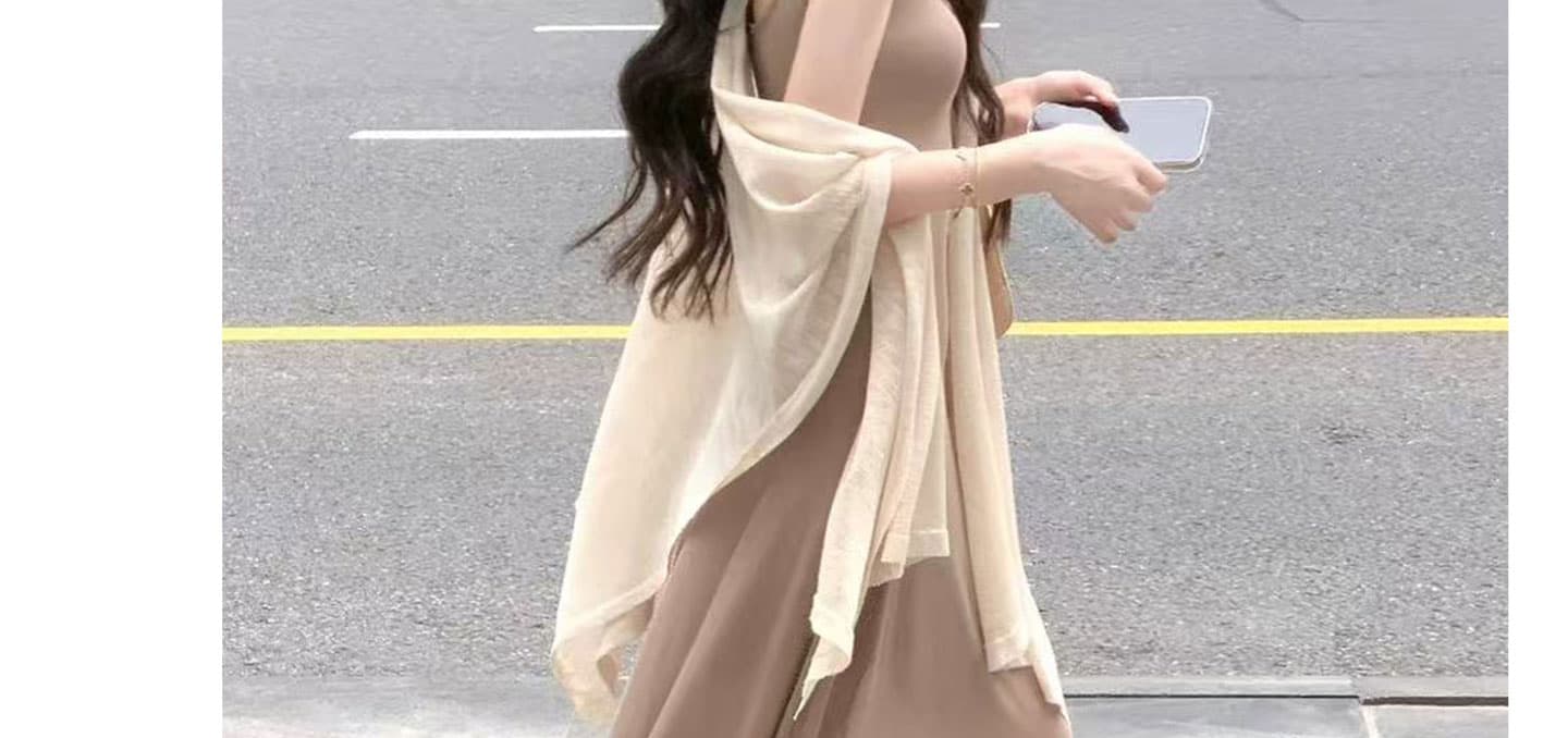 지금 임산부 봄 여름 로얄 자매 바람 슬립 드레스 배 모양 몸 국방 사이 숄 코디 프랑스식 세트 상세 이미지 28
