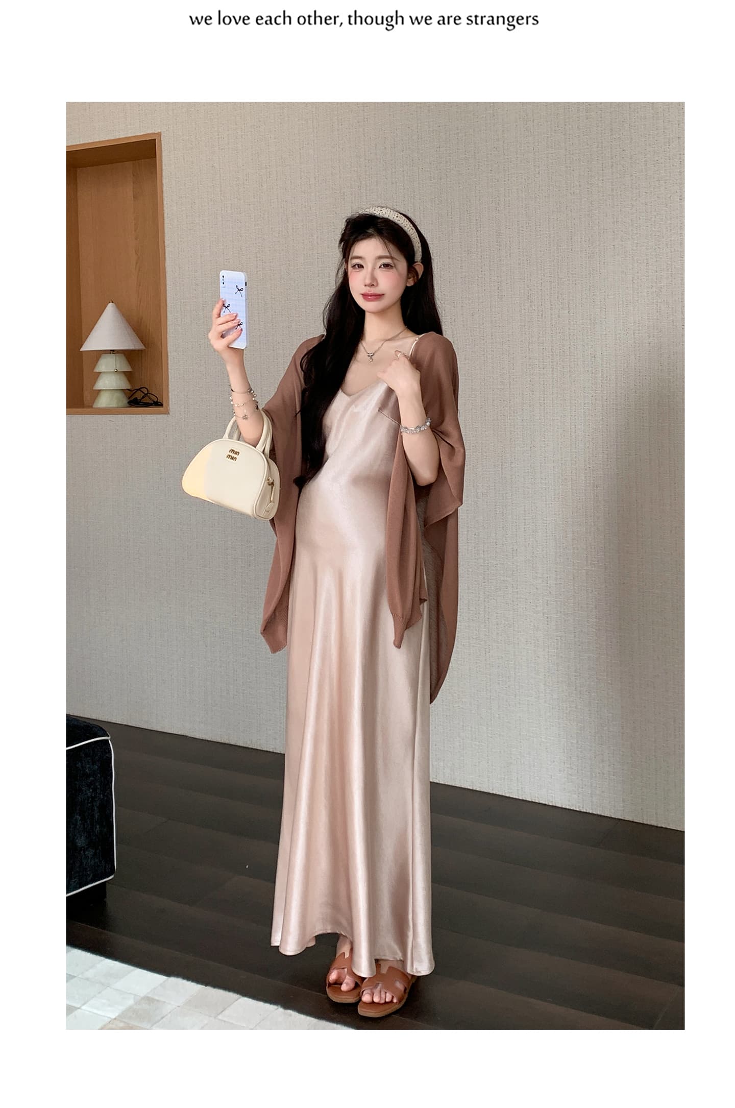 실사 지금 임산부 여름 빛 럭셔리 바람 고급 센스 착용 가져 가라. 새로운 중식 바람 아세트산 새틴 슬립 드레스 세트 상세 이미지 16