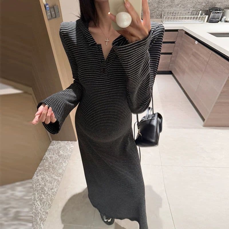 임산부 흔들어서 톤 폭발 원본 품질 재고 있음 임산부 느긋한 바람 후드 표지 배 스트라이프 바닥 청소 롱 스커트 상세 이미지 3