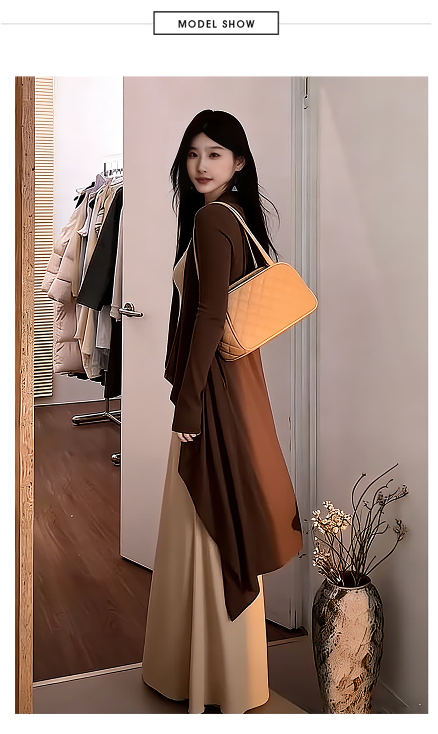 임산부 가을 로얄 자매 바람 슬립 드레스 배 모양 몸 국방 사이 오픈 가디건 코디 프랑스식 2 세트 상세 이미지 24