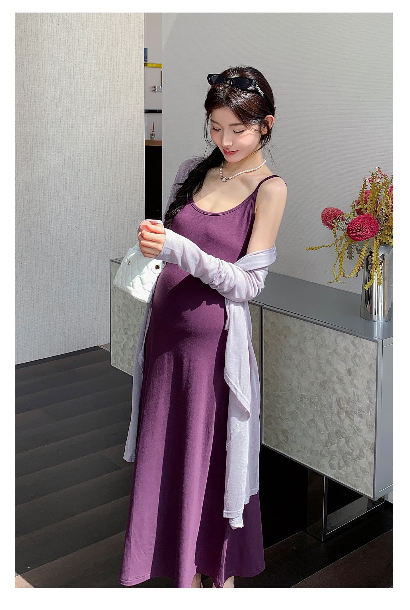실사 지금 임산부 가을 로얄 자매 바람 슬립 드레스 배 모양 몸 코디 프랑스식 2 세트 상세 이미지 19