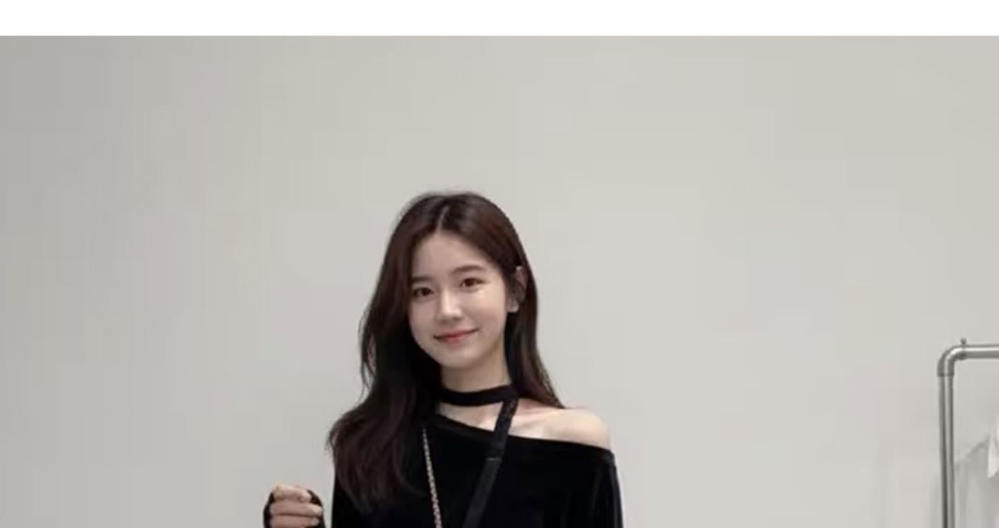 빅 사이즈 가을 고급 센스 행침 목 비스듬한 어깨 긴팔 벨벳 맨위 레오파드 무늬 반신 롱 스커트 착용 가져 가라. 세트 상세 이미지 35