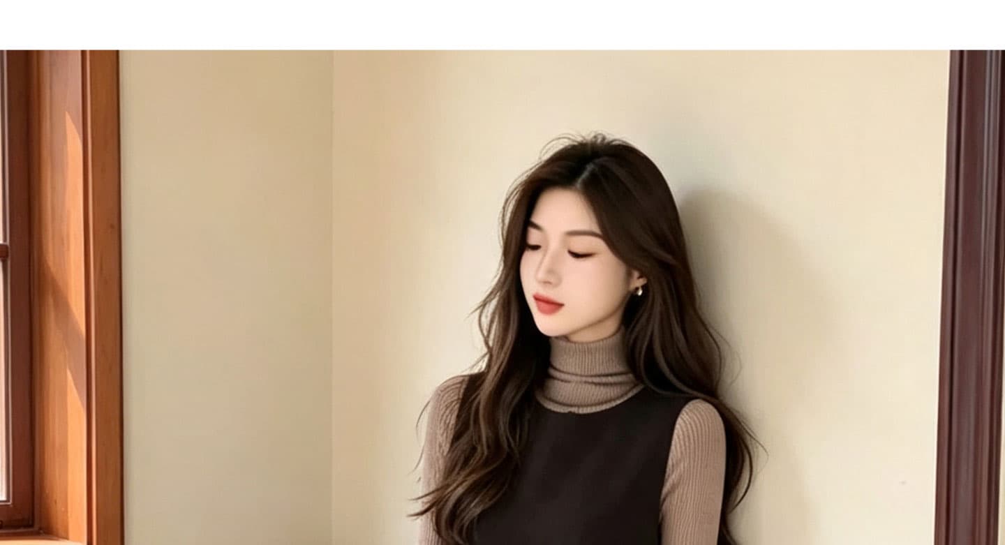 실사 빅 사이즈 착용 가져 가라. 패션 빛 럭셔리 라운드 넥 조끼 롱 스커트 슬림해 보이는 민소매 모직 점프 슈트 치마 세트 상세 이미지 32