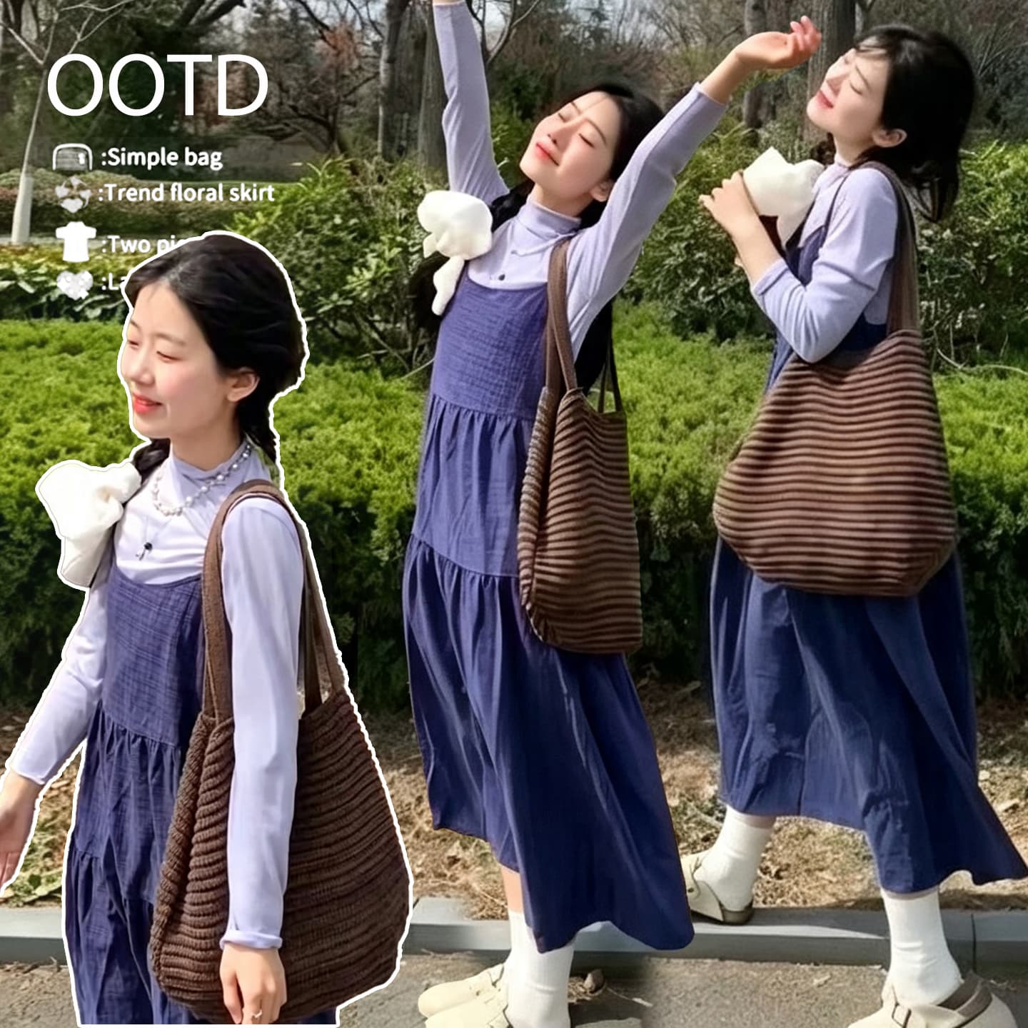 주간 실크 기본 셔츠 드레스 확실하지 않음 임신 한 외국 가스 프랑스식 휴가 바람 체크무늬 슬림해 보이는 느슨함 센스 롱 스커트 이미지 2