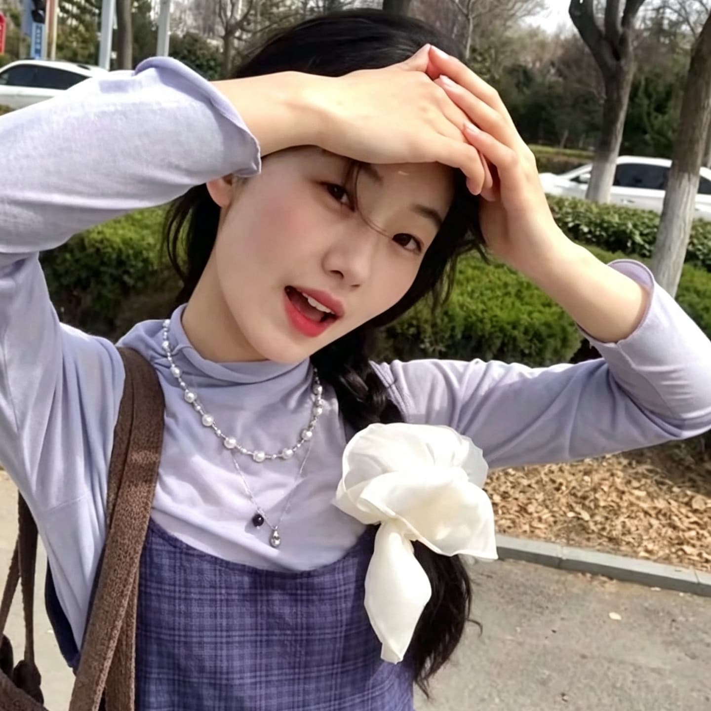 주간 실크 기본 셔츠 드레스 확실하지 않음 임신 한 외국 가스 프랑스식 휴가 바람 체크무늬 슬림해 보이는 느슨함 센스 롱 스커트 이미지 4