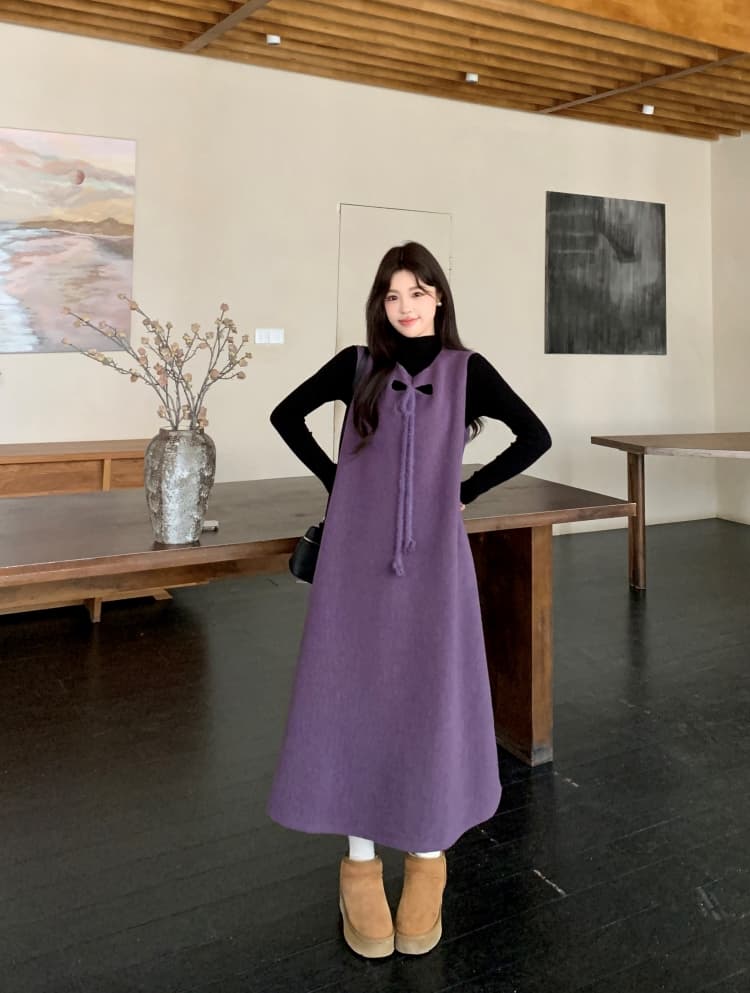 실사 2026 새로운 출산 착용 가을 겨울 의류 양털 멜빵 스커트 예쁜 스웨터 투피스 세트 상세 이미지 3