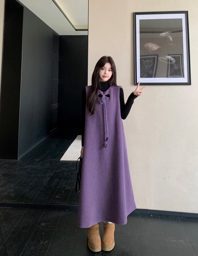 실사 2026 새로운 출산 착용 가을 겨울 의류 양털 멜빵 스커트 예쁜 스웨터 투피스 세트 상세 이미지 5