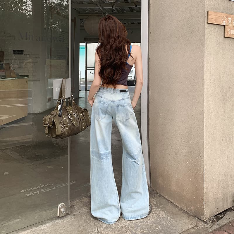 폭발 아메리칸 레트로 마 오래된 고양이 반드시 압력 주름 루즈핏 넓은 다리 2026 새로운 청바지