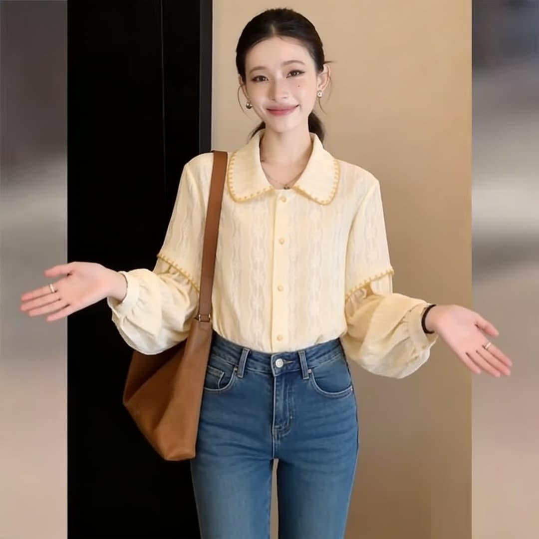 선물 화물 실사 한 스타일 레트로 질감 센스 긴팔 셔츠 2026 가을 루즈핏 다용도 맨위 야외 이미지 5