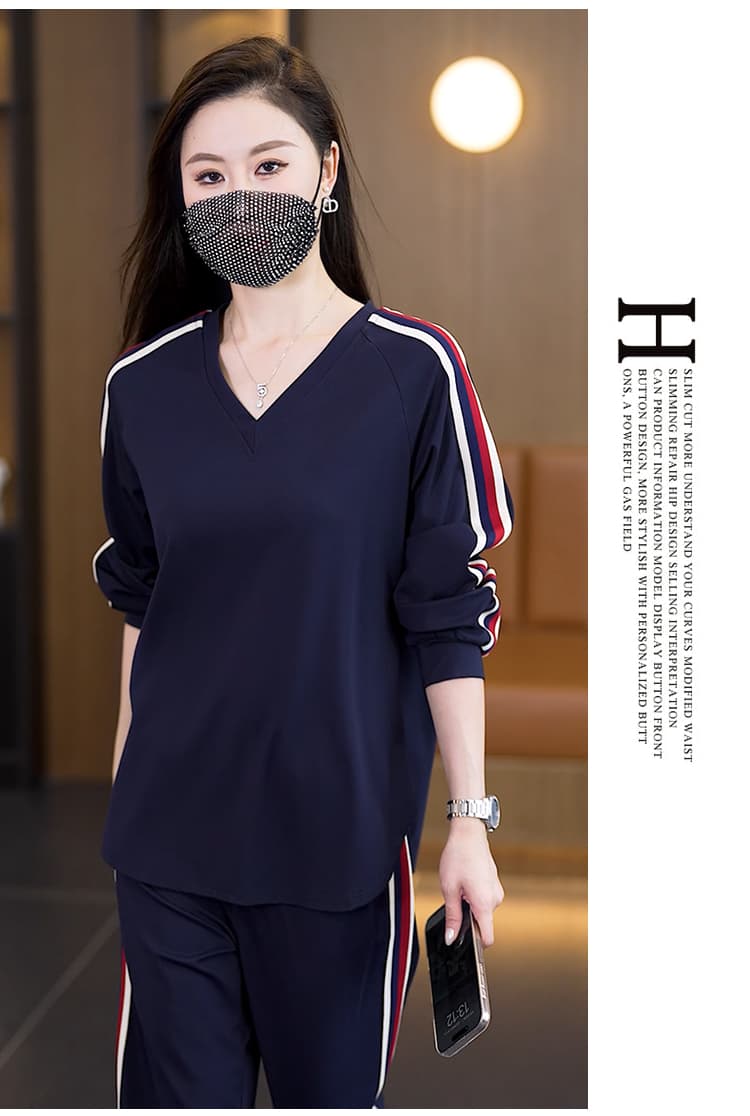 2026 가을 새로운 빅 사이즈 여성 의류 캐주얼 스포츠 슈트 패션 지방 mm 루즈핏 슬림해 보이는 연령 감소 두 조각 여성 세트 상세 이미지 12