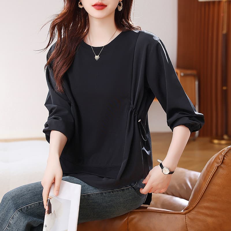 2026 가을 새로운 여성 의류 긴팔 셔츠 패션 지방 mm 빅 사이즈 루즈핏 슬림해 보이는 연령 감소 표지 배 셔츠 여성 이미지 3