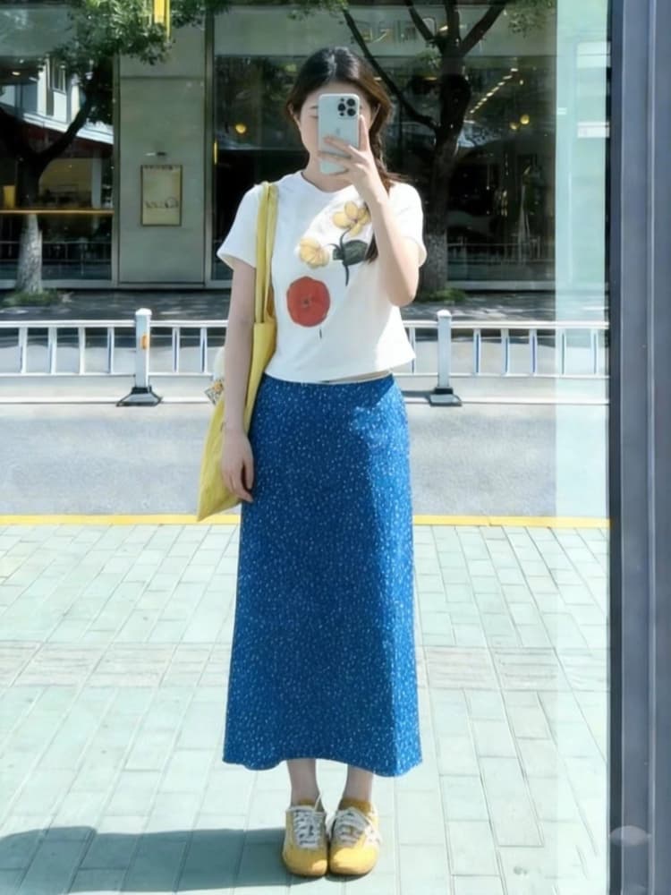 여름 품격 전체 집합 착용 가져 가라. 도파민 아름다운 장난기 넘치는 활기찬 맨위 꽃무늬 반신 스커트 투피스 슈트 상세 이미지 4