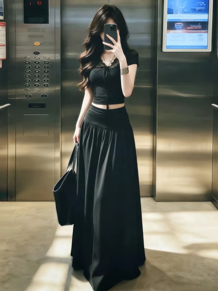 2026 슈퍼 화재 품격 전체 집합 ootd 착용 가져 가라. 한 부서 고유 한 아름다운 아름다운 청 순수한 시스템 느슨함 센스 세트 여성 이미지 2