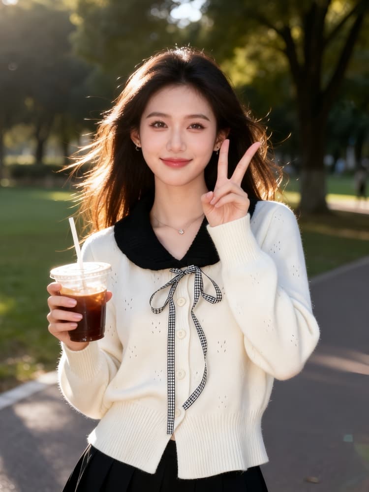 2026 가을 겨울 새로운 한국 스타일 외국 가스 달콤함 나비 넥타이 베이비 칼라 몸매 가꾸기 니트 스웨터 맨위 외출용 트렌디 이미지 2