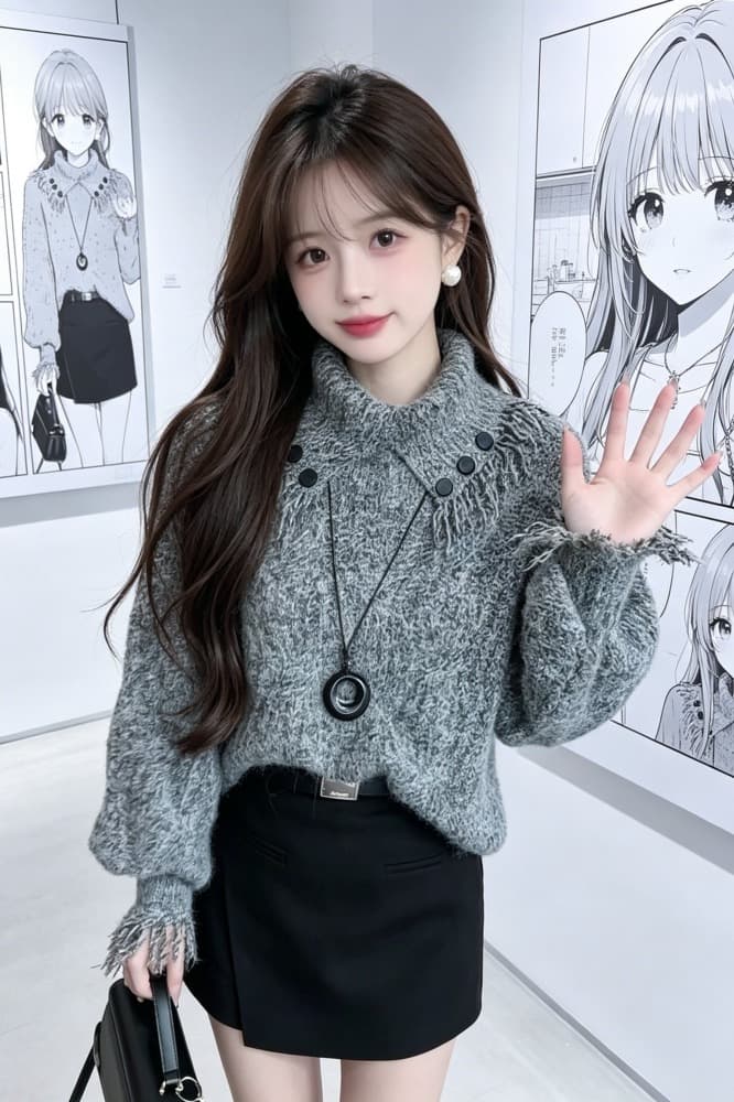 고유 한 아름다운 우아함 바람 터틀넥 술 니트 스웨터 여자 2026 새로운 가을 프랑스식 사소한 루즈핏 맨위 이미지 5