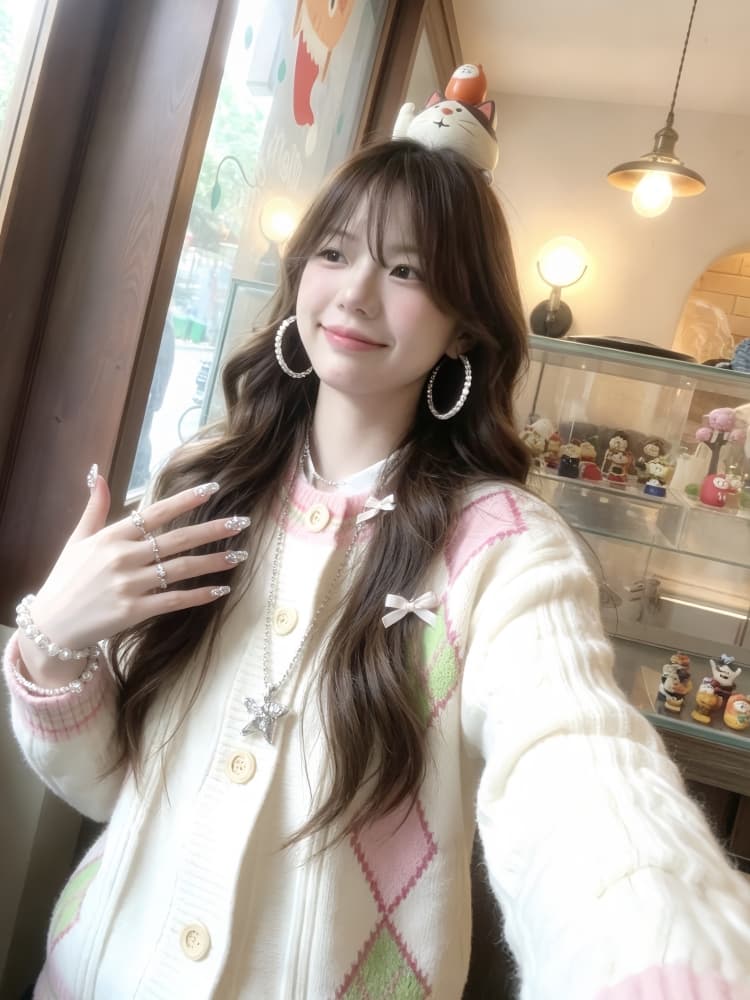 부드러운 느긋한 바람 맨위 부드러운 찹쌀 다이아몬드 모양 체크무늬 니트 오픈 가디건 스웨터 여성 코트 가을 2026 새로운 루즈핏