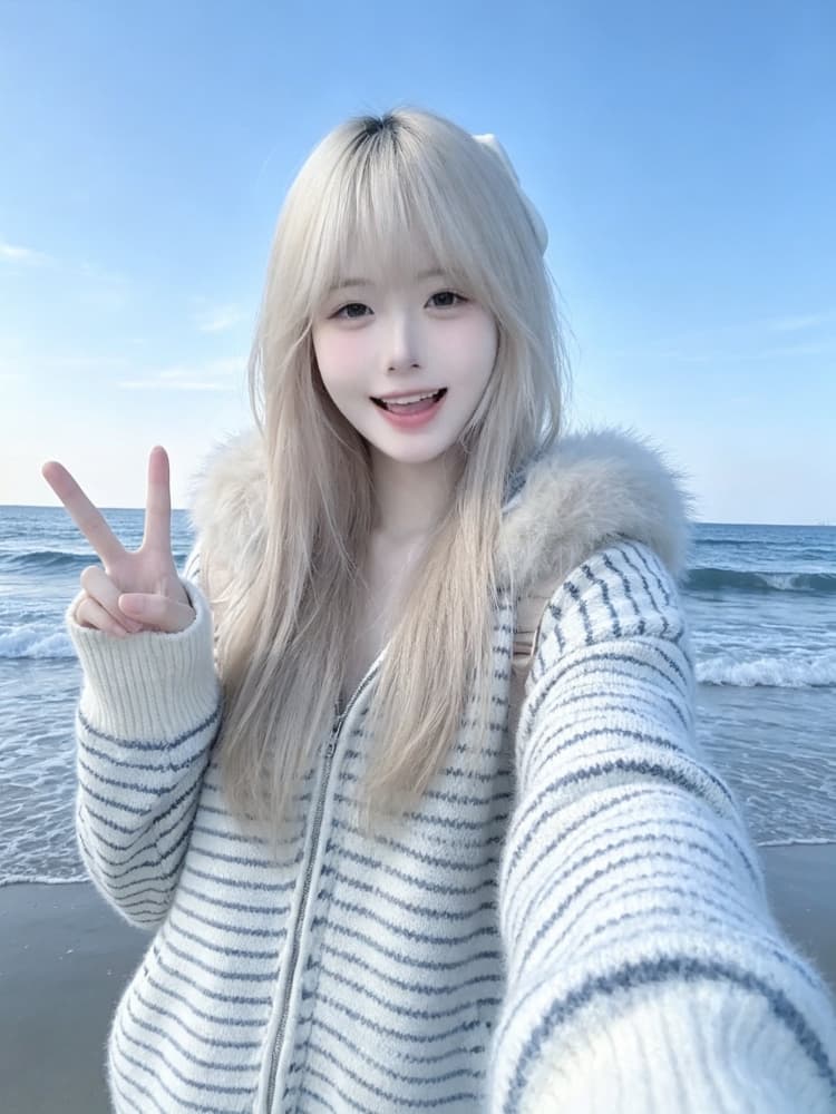 레트로 공정한 섬 니트 오픈 가디건 여성 코트 2026 가을 겨울 새로운 달콤함 부드러운 찹쌀 스트라이프 후드 털 옷 트렌디 이미지 4