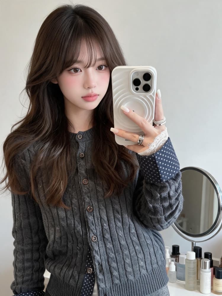 2026 가을 겨울 새로운 한국 스타일 루즈핏 슬림해 보이는 다용도 라운드 넥 긴팔 니트 스웨터 여성 스웨터 니트 맨위 외출용 상세 이미지 3