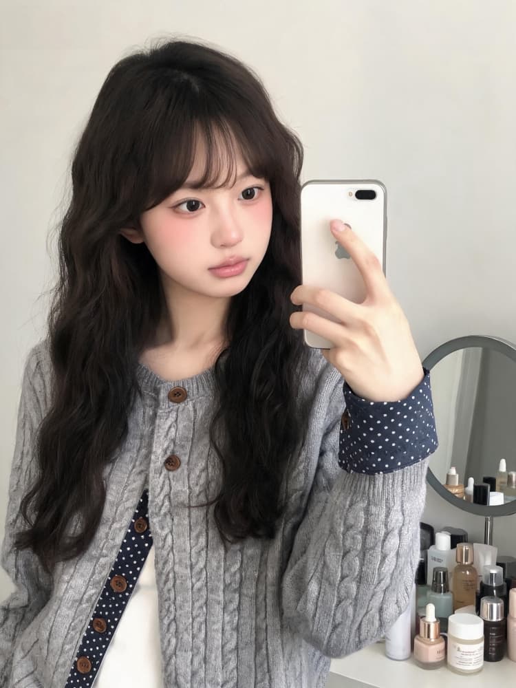 2026 가을 겨울 새로운 한국 스타일 루즈핏 슬림해 보이는 다용도 라운드 넥 긴팔 니트 스웨터 여성 스웨터 니트 맨위 외출용 상세 이미지 7
