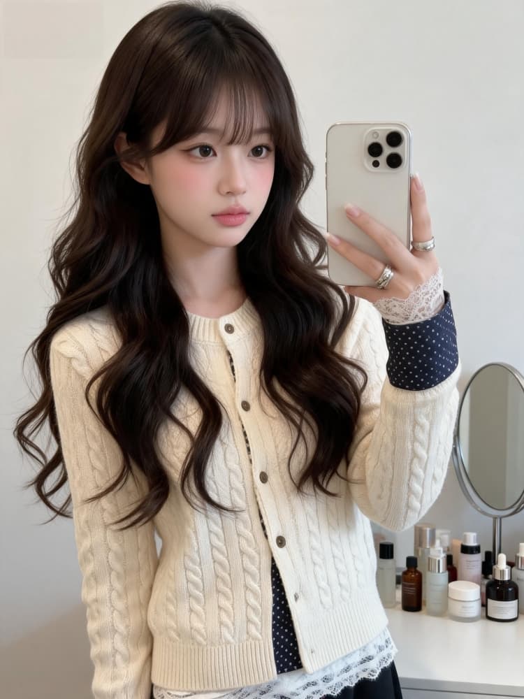 2026 가을 겨울 새로운 한국 스타일 루즈핏 슬림해 보이는 다용도 라운드 넥 긴팔 니트 스웨터 여성 스웨터 니트 맨위 외출용 상세 이미지 13
