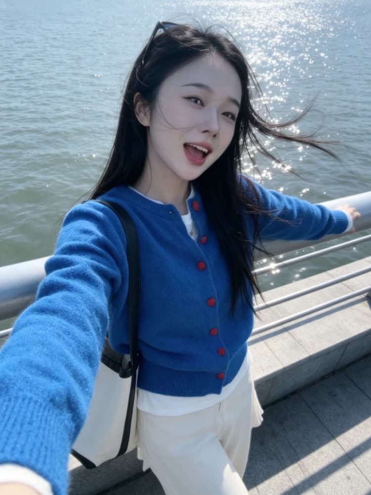 프랑스식 톰 글 래 원인 블루 부드러운 찹쌀 니트 스웨터 여성 코트 가을 겨울 새로운 루즈핏 느긋한 바람 오픈 가디건 맨위 외출용 이미지 2