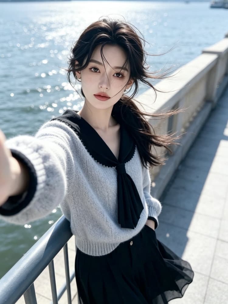 부드러운 느긋한 바람 배색 베이비 칼라 긴팔 니트 스웨터 여성 겨울 새로운 우아함 품격 루즈핏 슬림해 보이는 맨위 상세 이미지 2