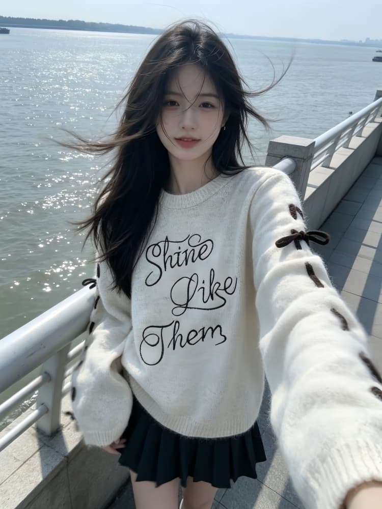 느긋한 바람 디자인 센스 알파벳 자수 스웨터 2026 가을 겨울 새로운 디자인 센스 작은 대중 고유 한 니트 맨위 트렌디