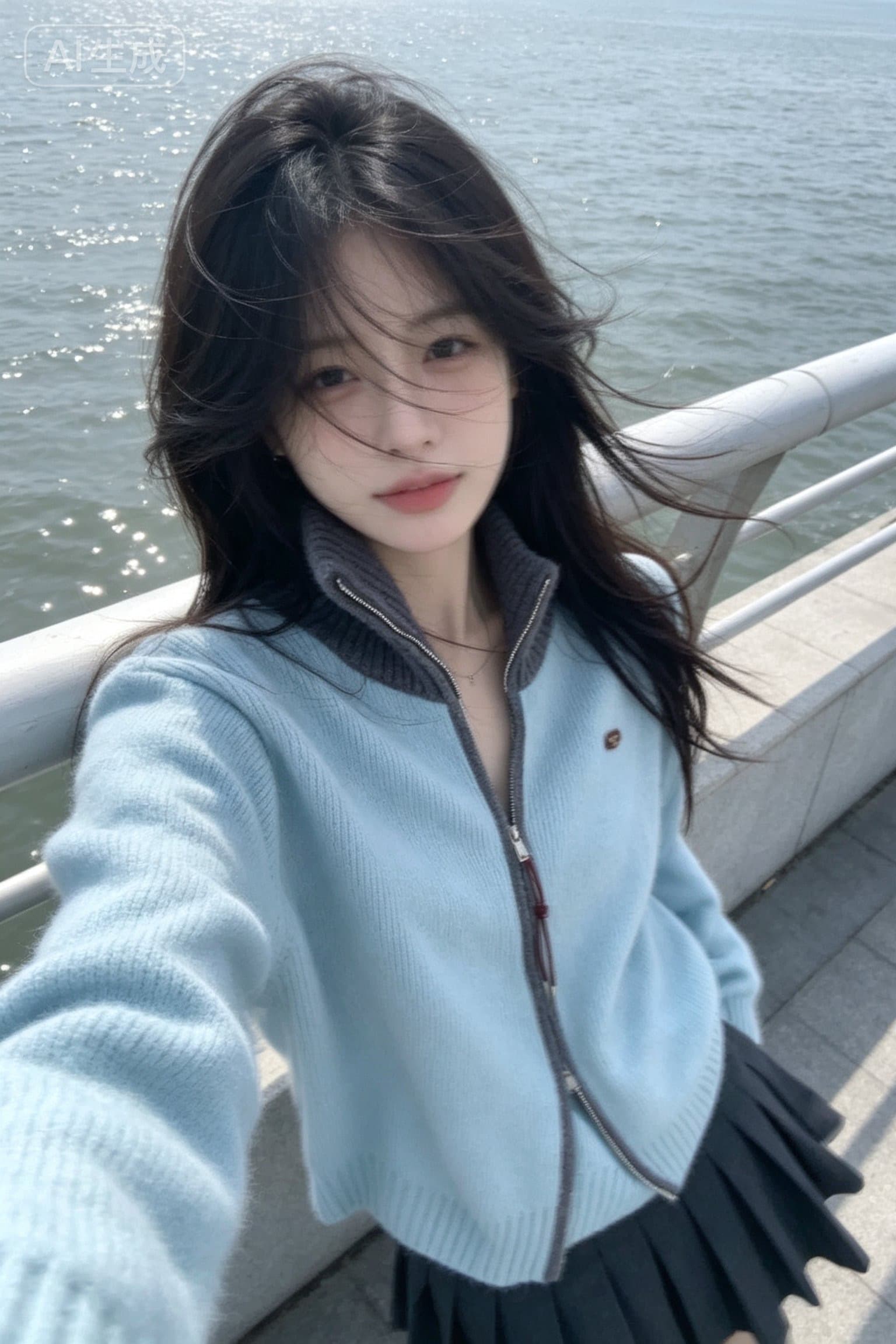 느긋한 바람 더블 지퍼 니트 오픈 가디건 맨위 여성 가을 겨울 2026 새로운 디자인 센스 외국 가스 다용도 스웨터 외출용 이미지 5