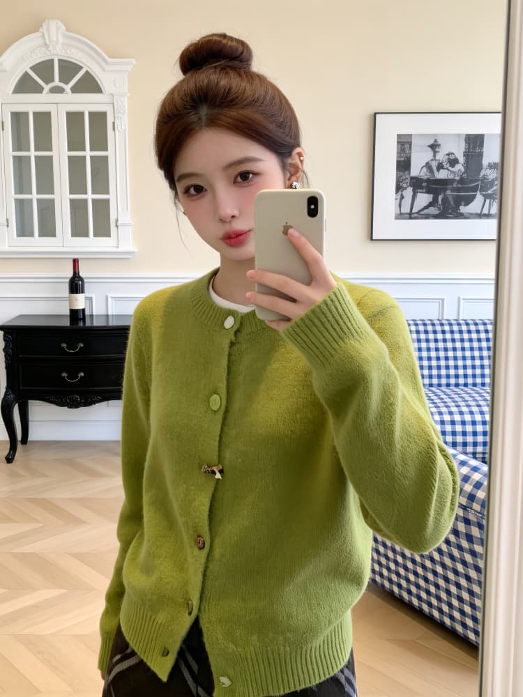 2026 한 부서 새로운 니트 스웨터 스웨터 여자 가을 겨울 자이언트 잘 생긴 라운드 넥 오픈 가디건 출퇴근 외부 잡아라. 외투 트렌디 상세 이미지 2