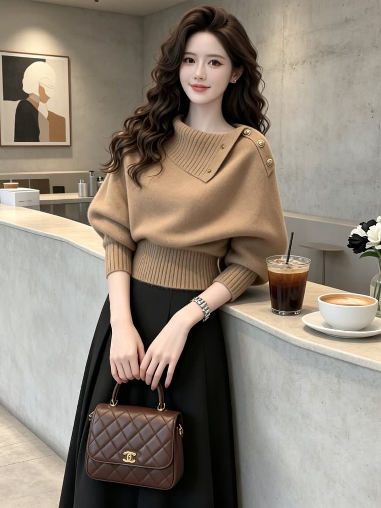 가을 겨울 2026 새로운 슈퍼 화재 착용 가져 가라. 전체 집합 자이언트 잘 생긴 ~ 중 아름다운 한 부서 ootd 니트 스웨터 투피스 세트 트렌디 상세 이미지 5