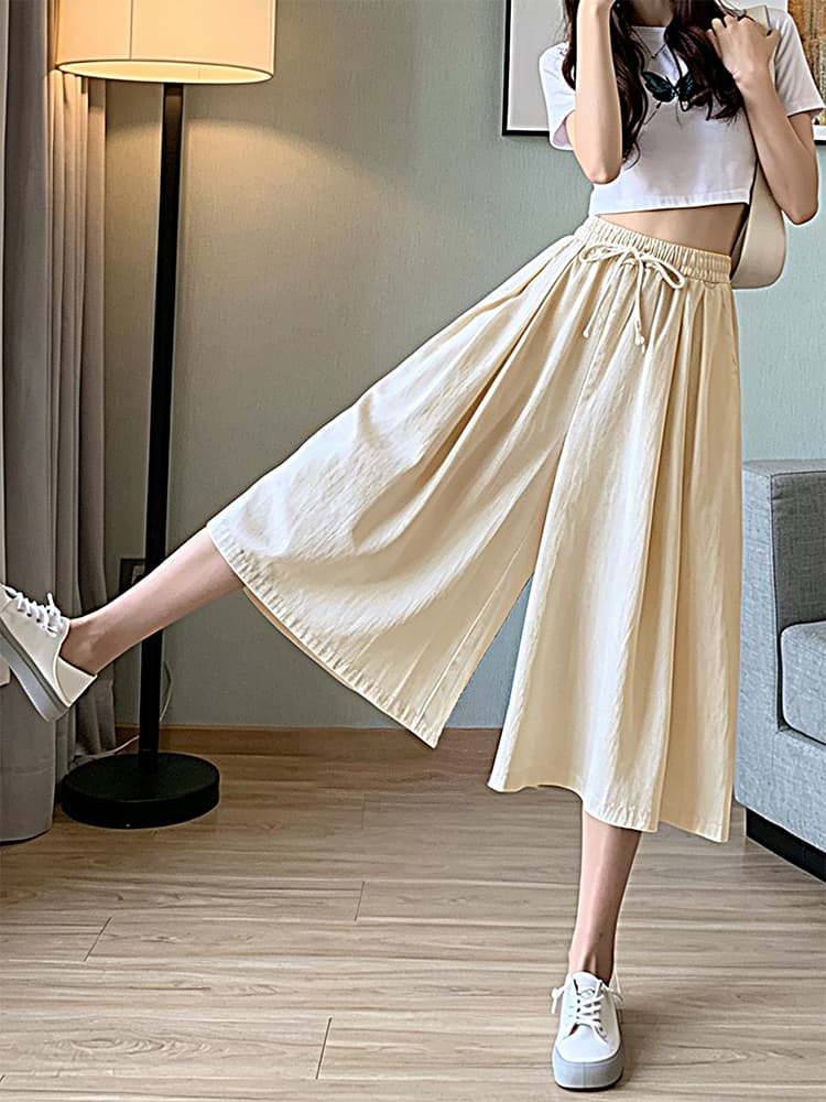 실사 2026 레트로 끈 넓은 다리 루즈핏 정장 바지 7부 바지 여성 봄 여름 캐주얼 다용도 8 점 바지 이미지 5
